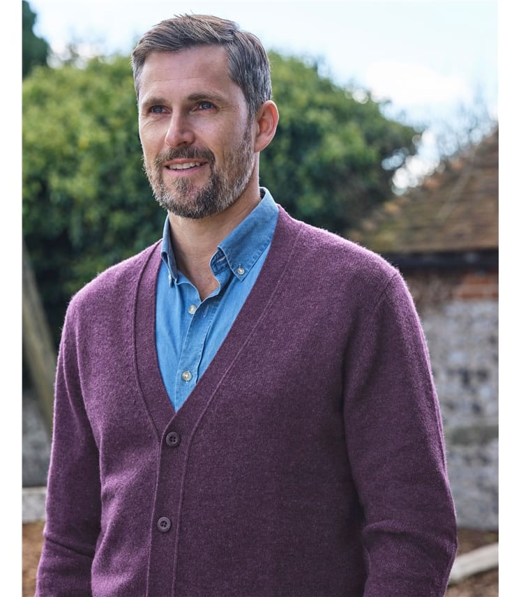 Mens Lambswool V Neck Cardigan