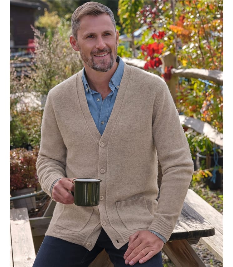 Mens Lambswool V Neck Cardigan