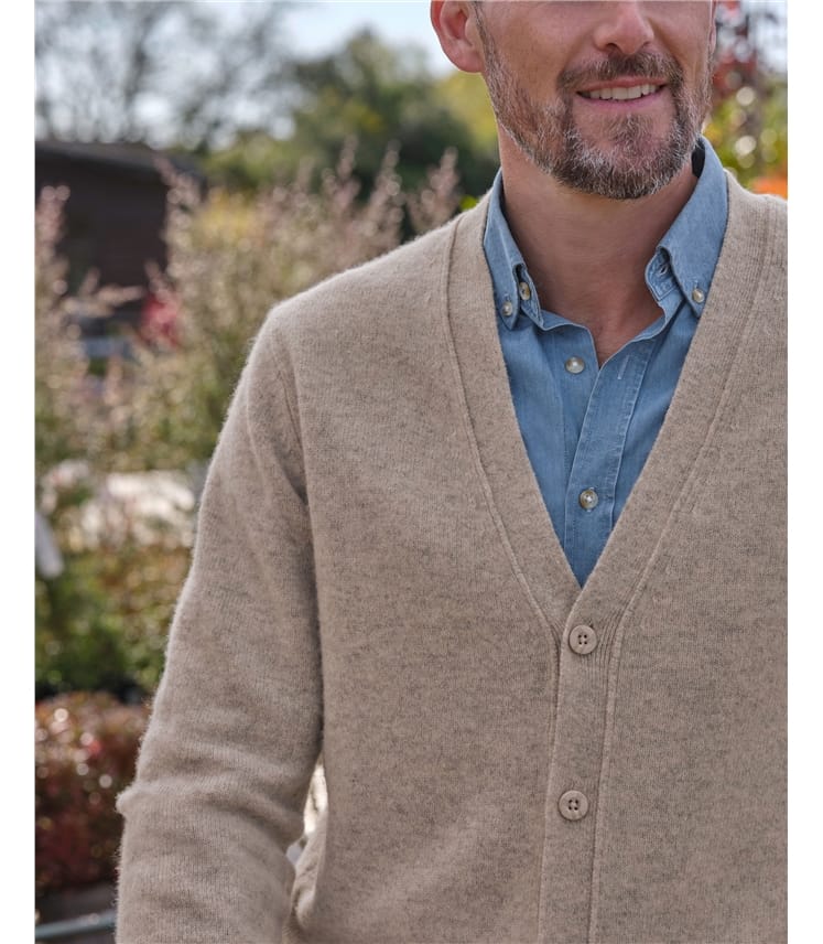 Mens Lambswool V Neck Cardigan