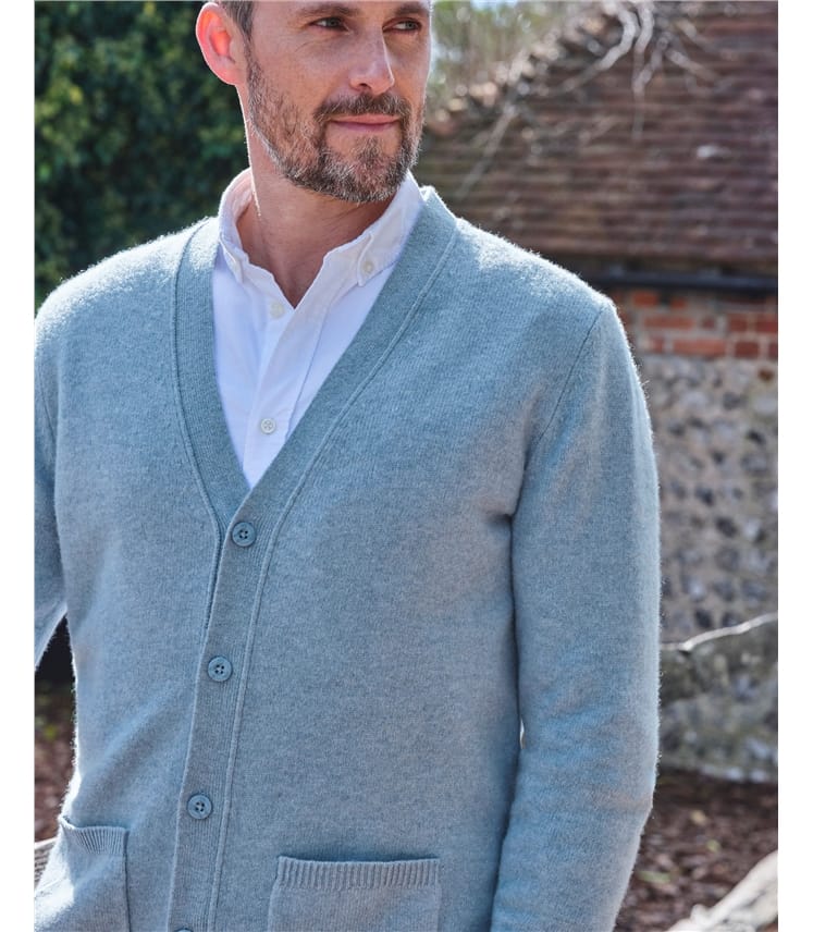 Mens Lambswool V Neck Cardigan