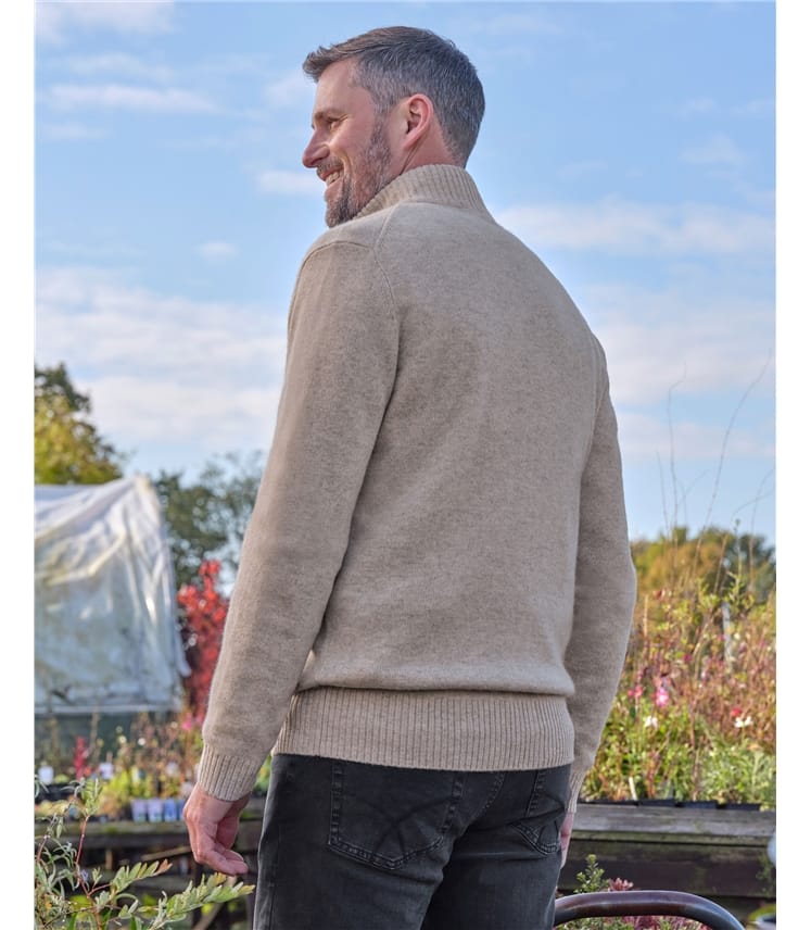 Mens Lambswool Lincoln Zipper Cardigan