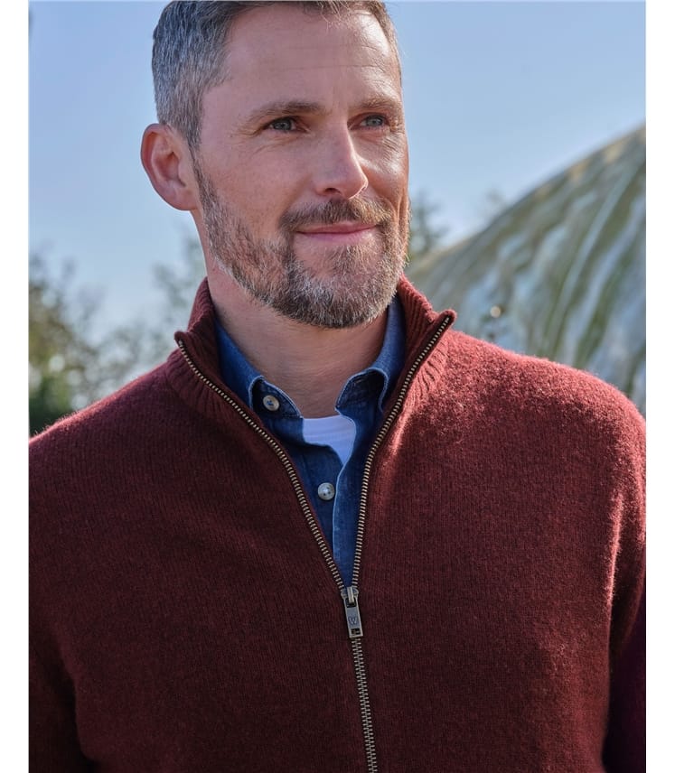 Mens Lambswool Lincoln Zipper Cardigan