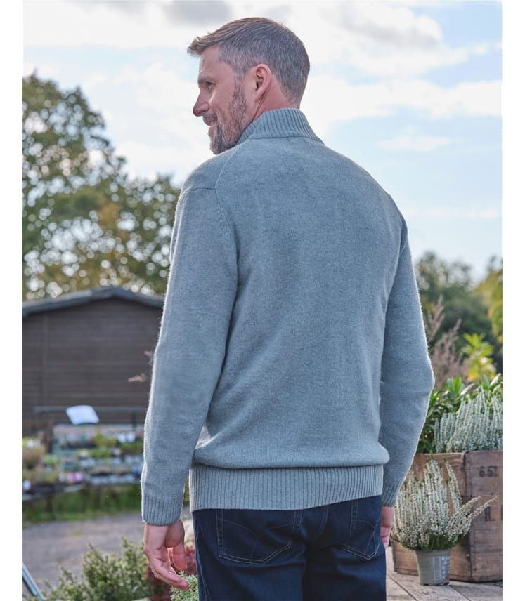 Mens Lambswool Lincoln Zipper Cardigan