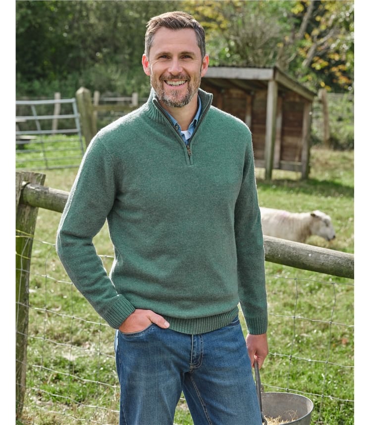 Mens Lambswool Zip Neck Jumper