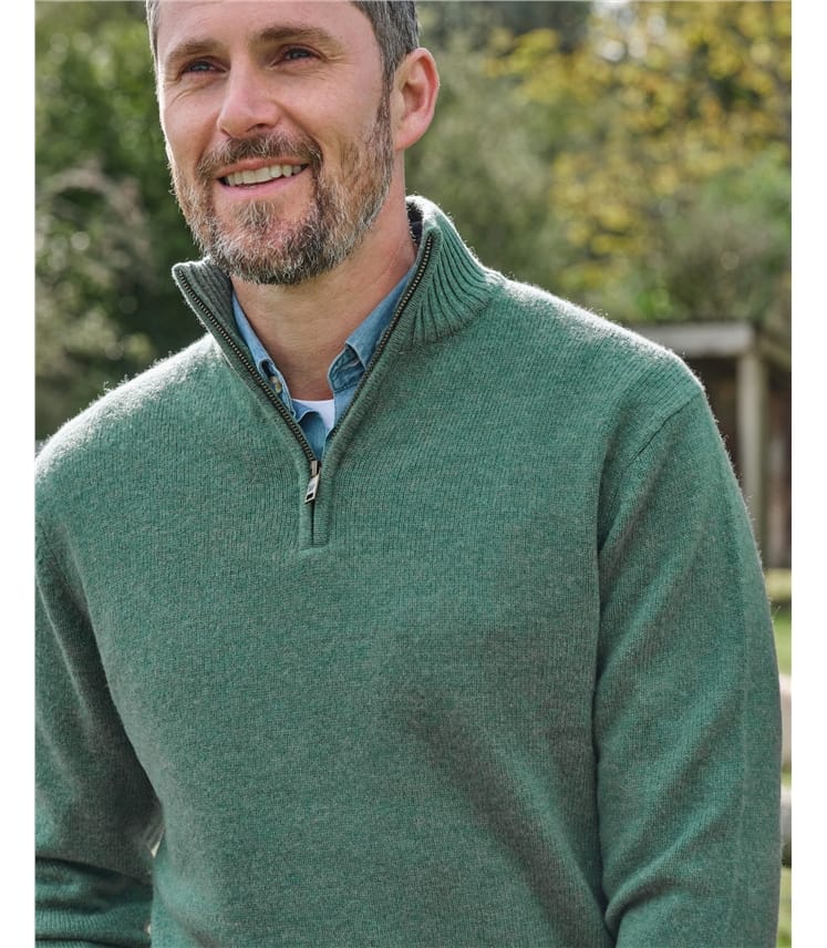 Mens Lambswool Zip Neck Jumper