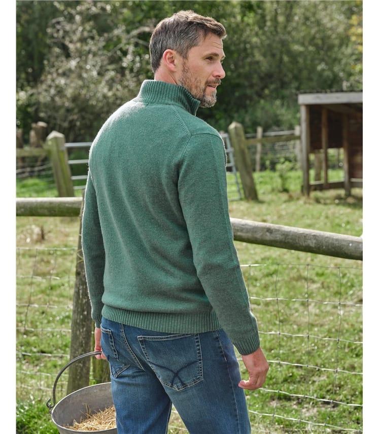 Mens Lambswool Zip Neck Jumper