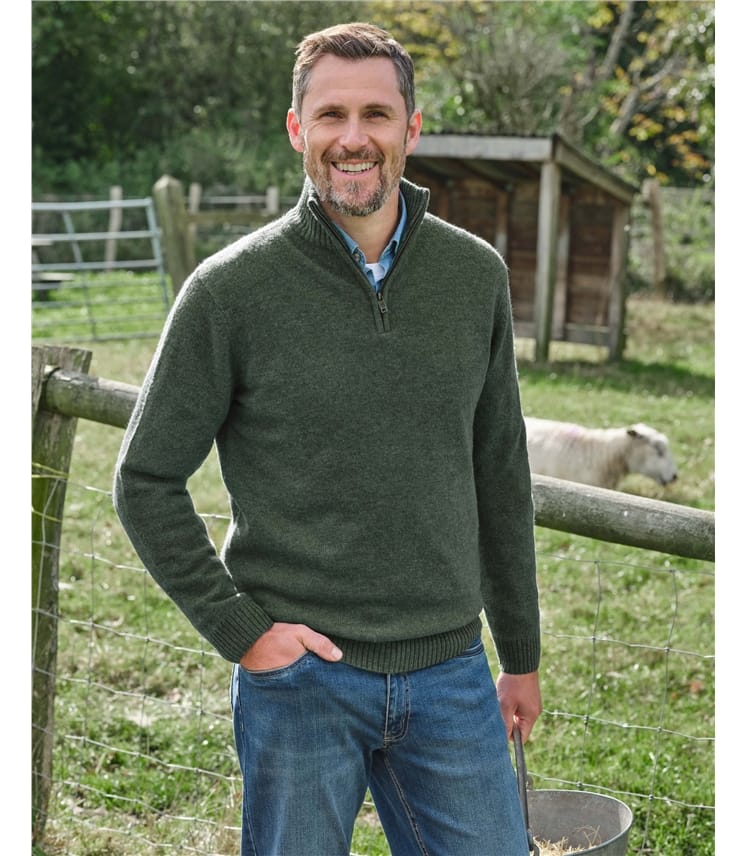 Mens Lambswool Zip Neck Jumper