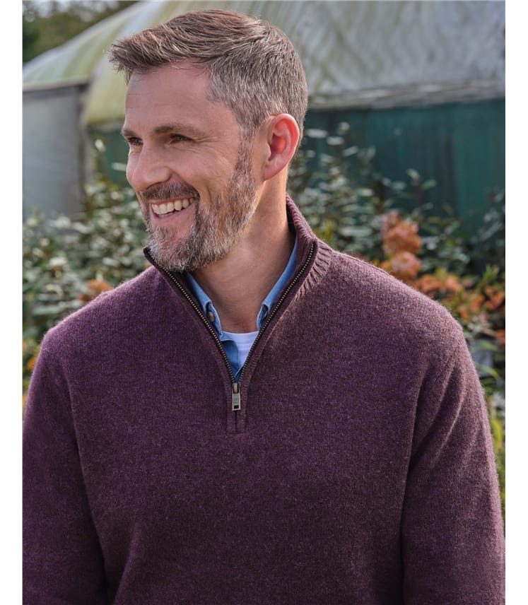 Mens Lambswool Zip Neck Jumper