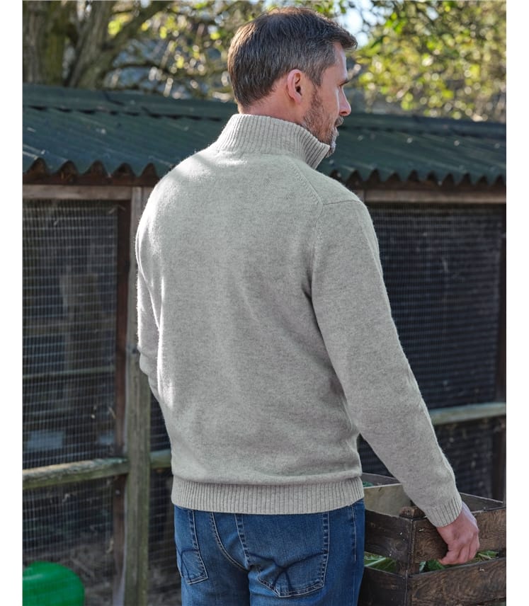 Mens Lambswool Zip Neck Jumper