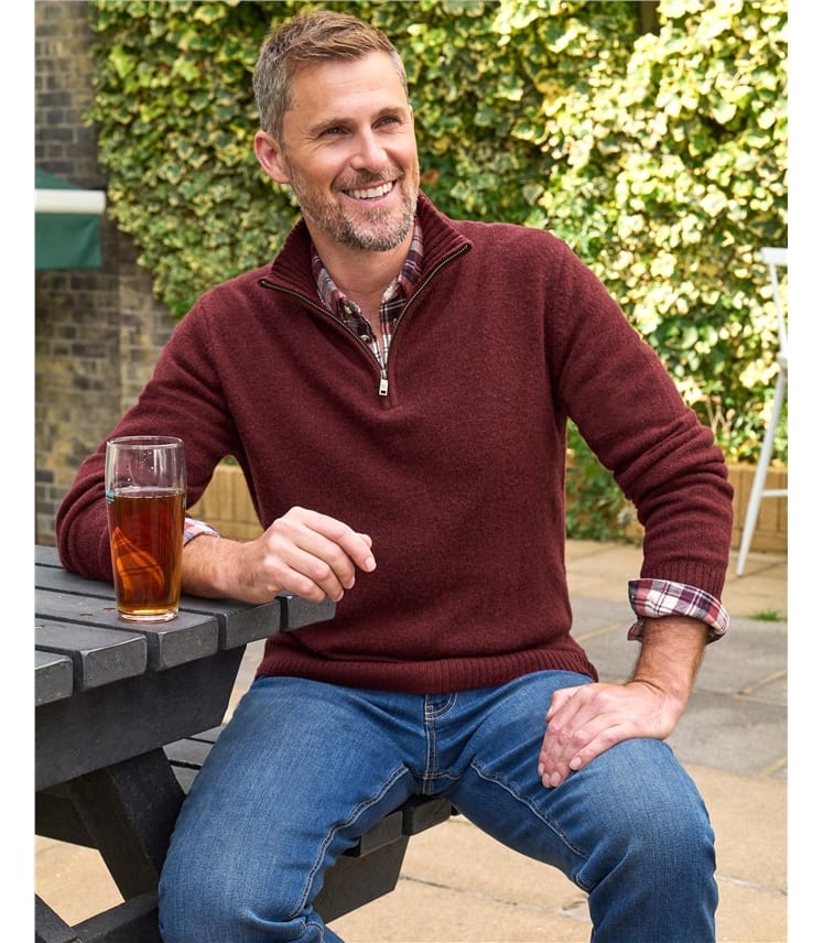 Mens Lambswool Zip Neck Jumper