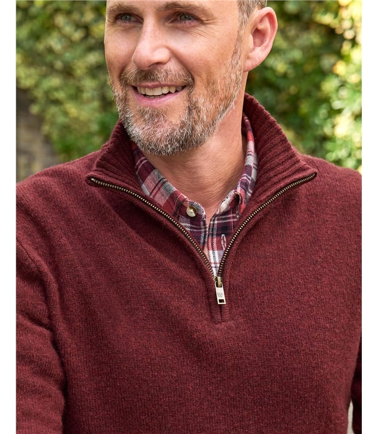 Mens Lambswool Zip Neck Jumper