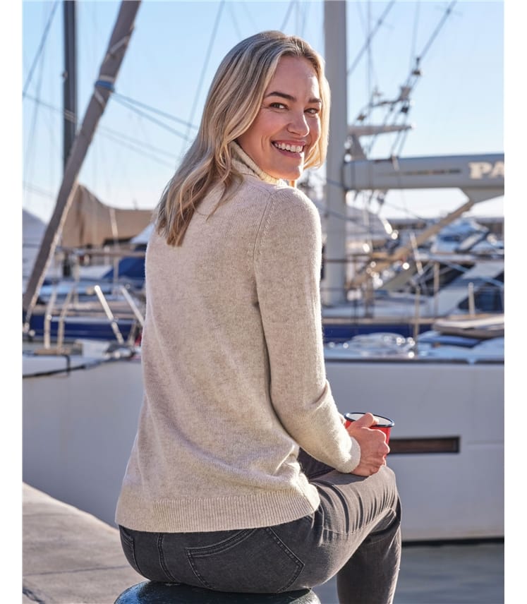 Rollkragenpullover aus Lammwolle für Damen