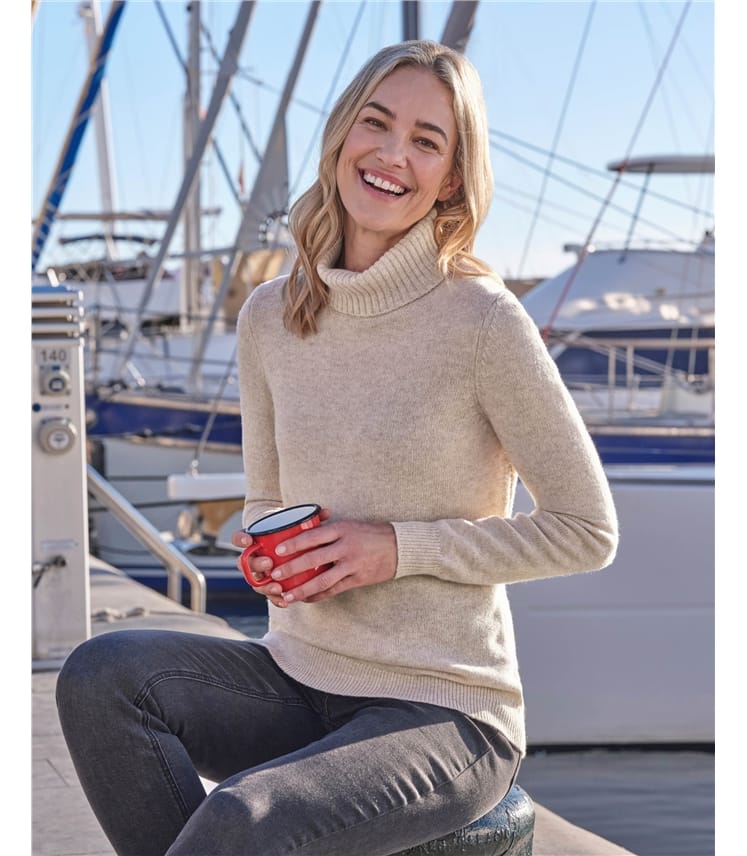 Rollkragenpullover aus Lammwolle für Damen