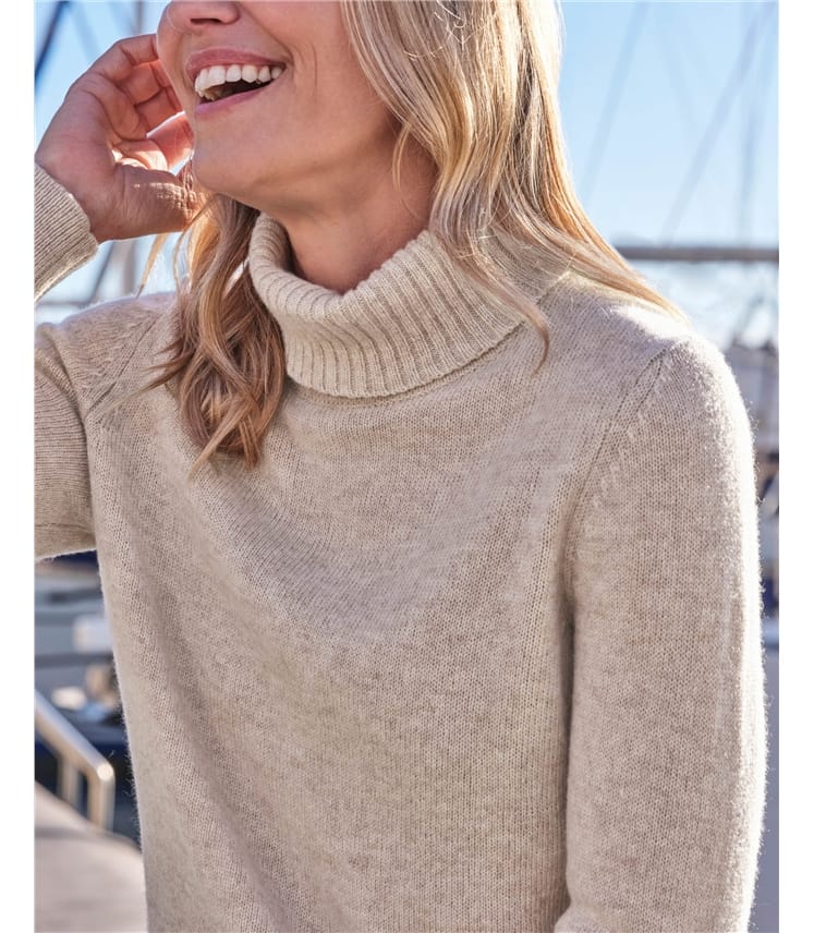 Rollkragenpullover aus Lammwolle für Damen