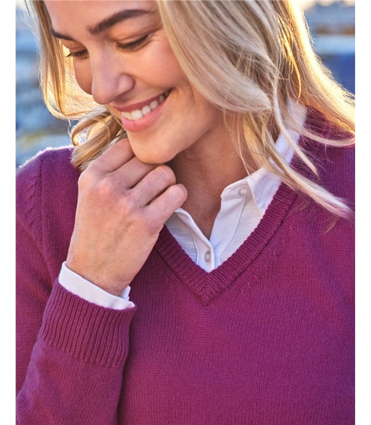 Womens Lambswool V Neck Jumper