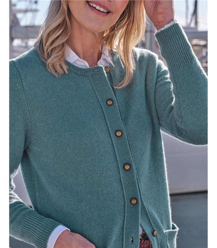 Lambswool Ladies Crew Neck Cardigan