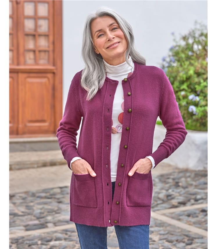 Cardigan à col rond - Femme - Laine d'agneau