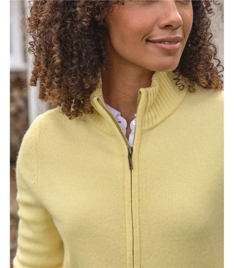 Cardigan ajusté à fermeture éclair - Femme - Laine d’agneau certifiée 100% RWS