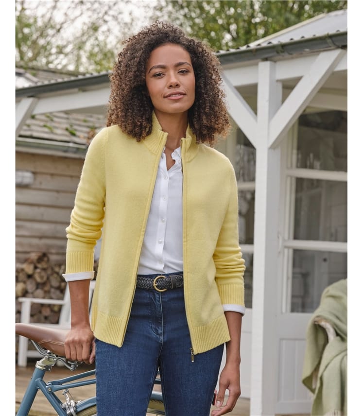 Cardigan ajusté à fermeture éclair - Femme - Laine d’agneau certifiée 100% RWS