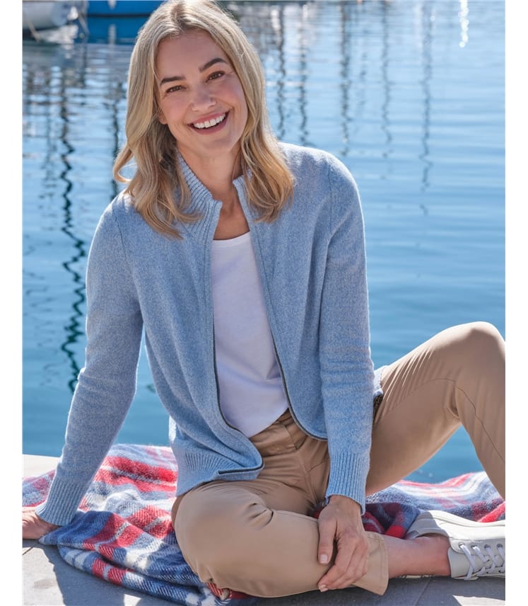 Cardigan ajusté à fermeture éclair - Femme - Laine d’agneau certifiée 100% RWS