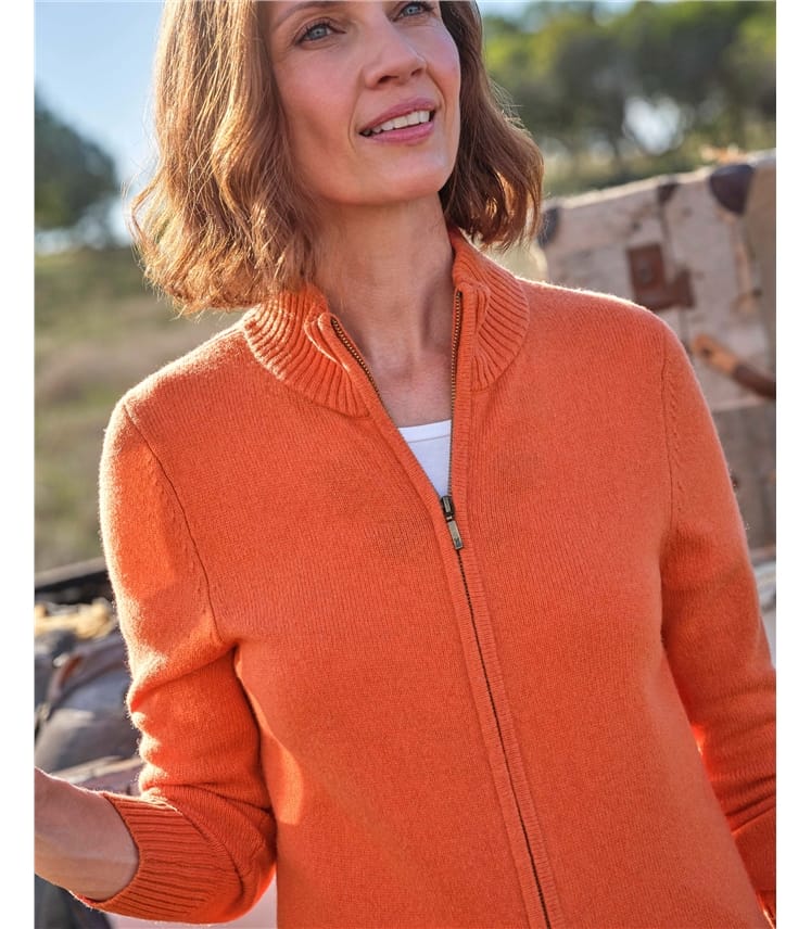 Lambswool Zip Thru Cardigan