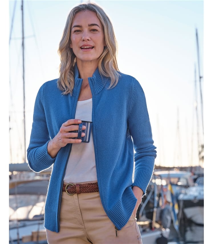 Cardigan ajusté à fermeture éclair - Femme - Laine d’agneau certifiée 100% RWS