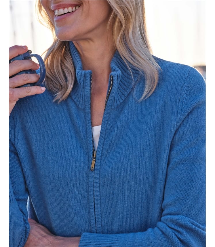 Cardigan ajusté à fermeture éclair - Femme - Laine d’agneau certifiée 100% RWS