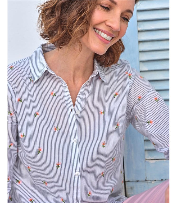 Embroidered Stripe Shirt