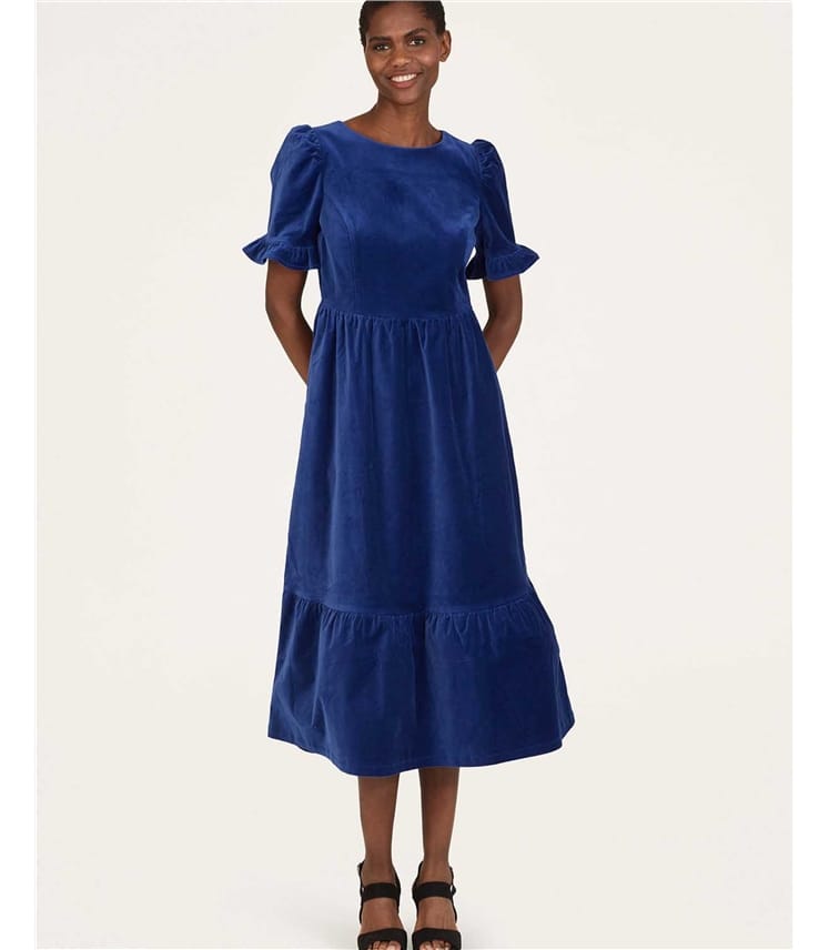 Alleegra Organic Cotton Velvet Midi Dress