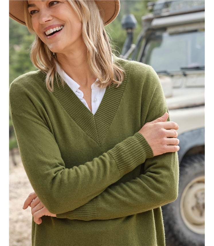 Tunique col V décolleté - Femme - Cachemire & Mérinos