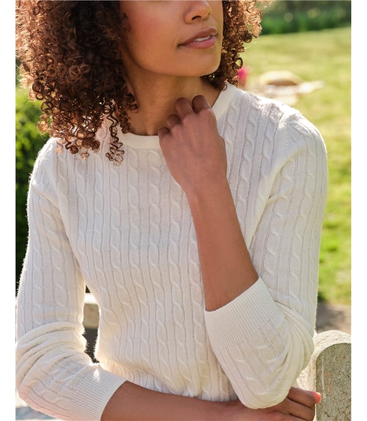 Pullover mit Rundhalsausschnitt aus Merinowolle und Kaschmir für Damen