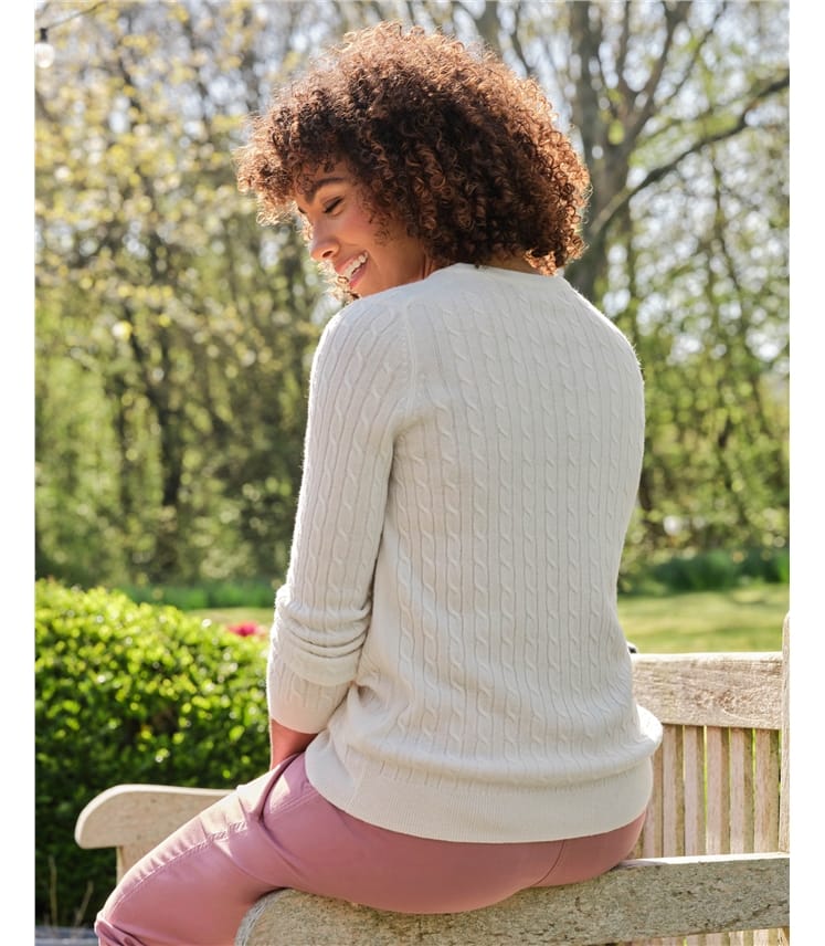 Pullover mit Rundhalsausschnitt aus Merinowolle und Kaschmir für Damen