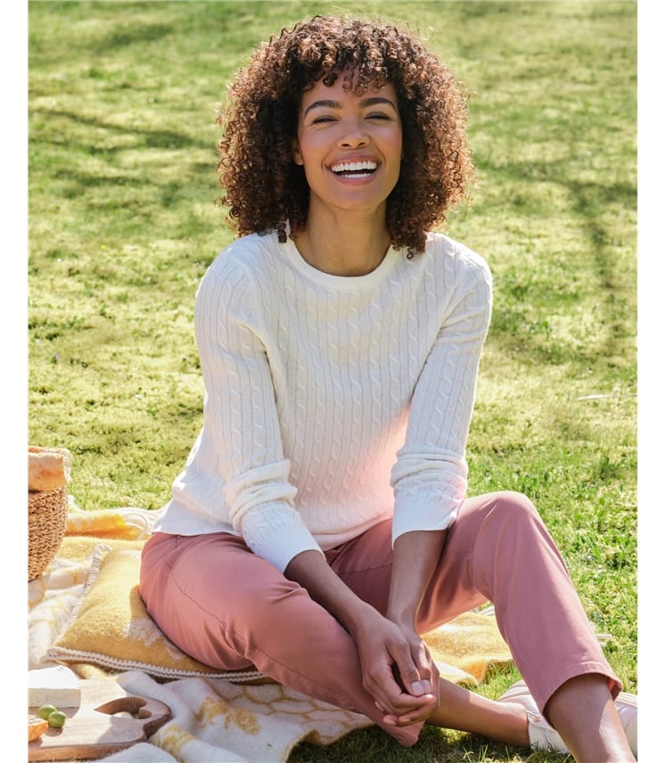 Pullover mit Rundhalsausschnitt aus Merinowolle und Kaschmir für Damen