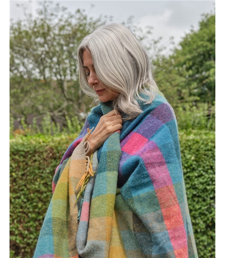 Jeté à carreaux en pure laine vierge - femme - femme