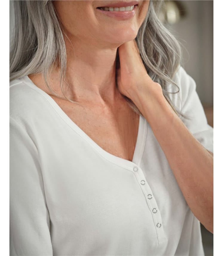 Short Sleeve Rib Henley Top