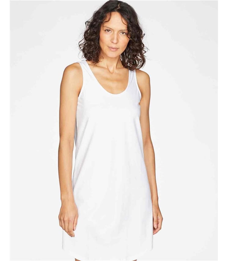 White | Organic Cotton Slip Dress | WoolOvers UK