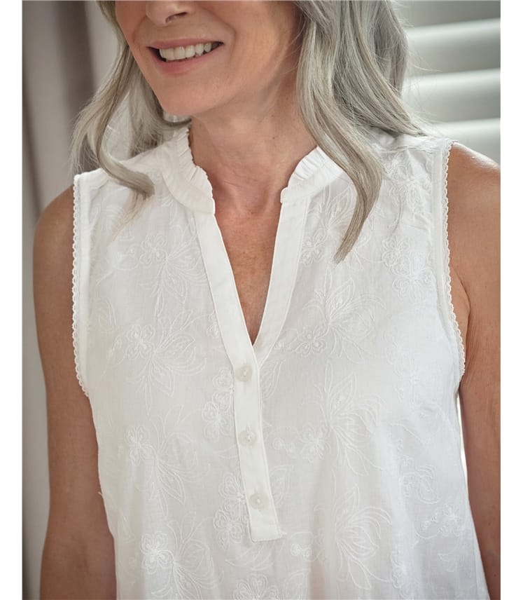 Lightweight Sleeveless Frill Collar Nightie