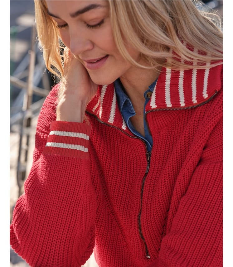 Half Cardigan Zip Neck Jumper