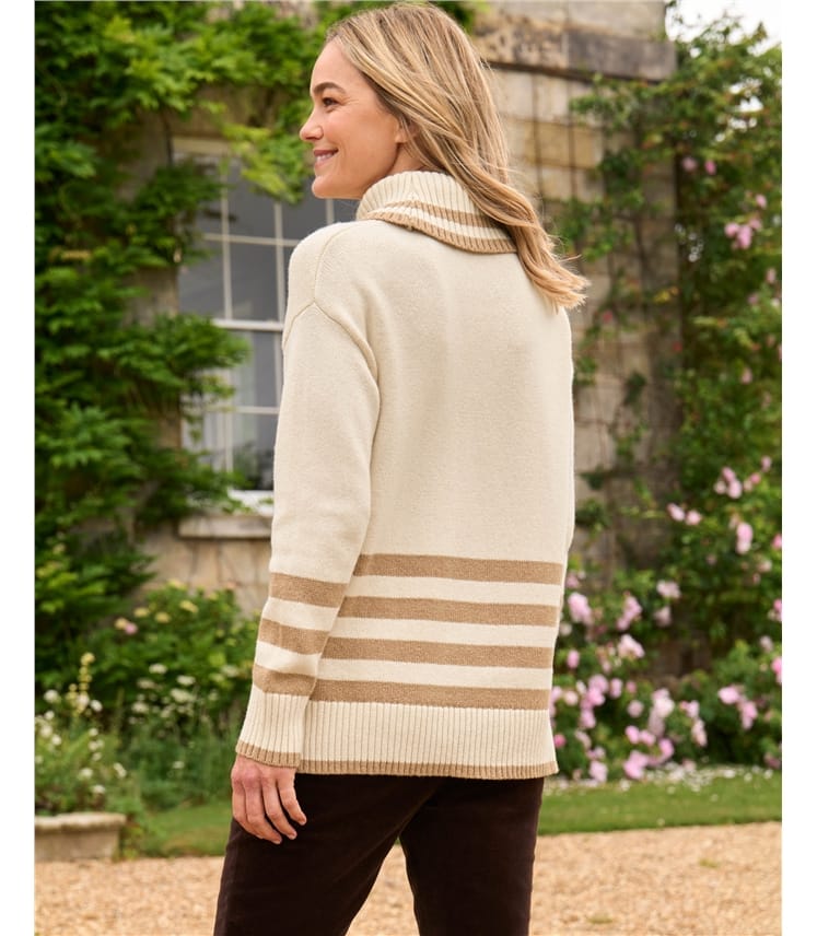 Gestreifter Rollkragenpullover