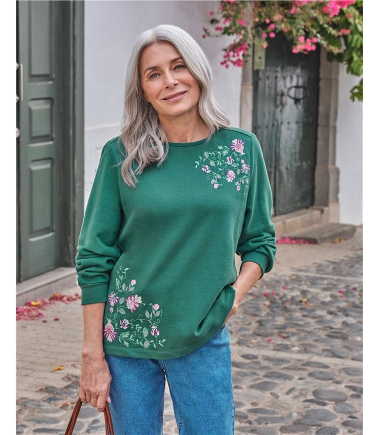 Embroidered Floral Sweatshirt