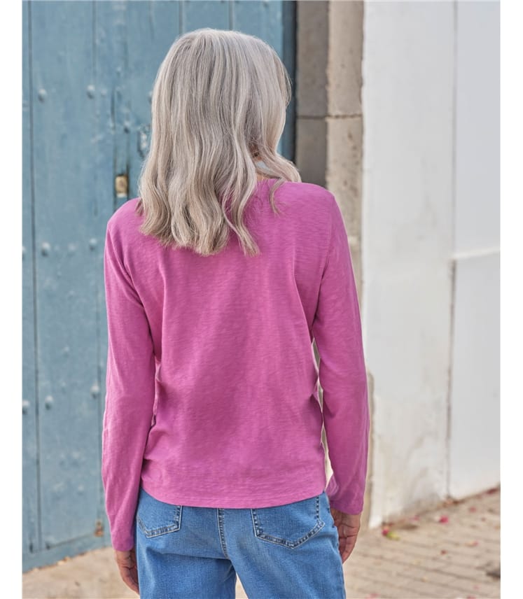 Long Sleeve Notch Neck Top