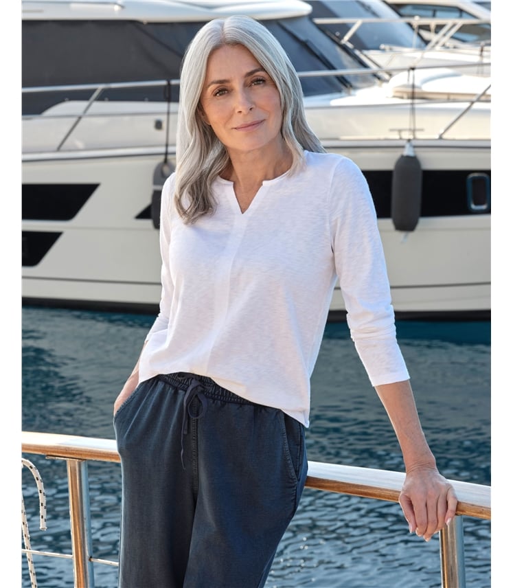 Long Sleeve Notch Neck Top