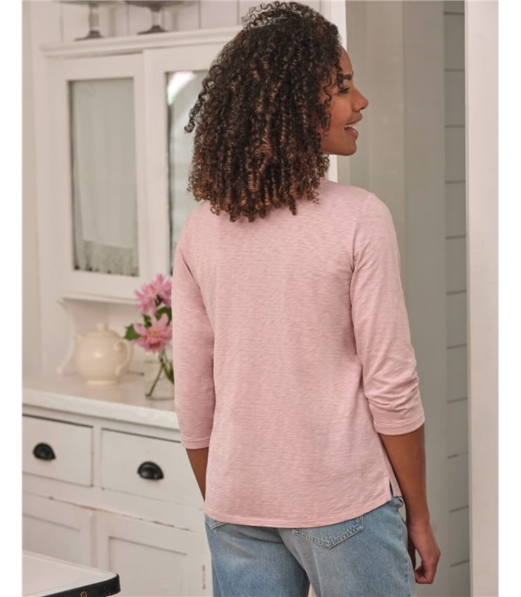 Notch Neck Popover Embroidered Top