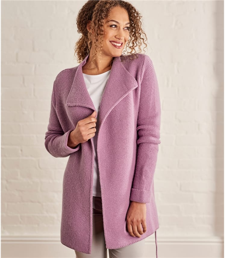 Dewberry Womens Chunky Stitch Belted Cardigan Woolovers Uk 