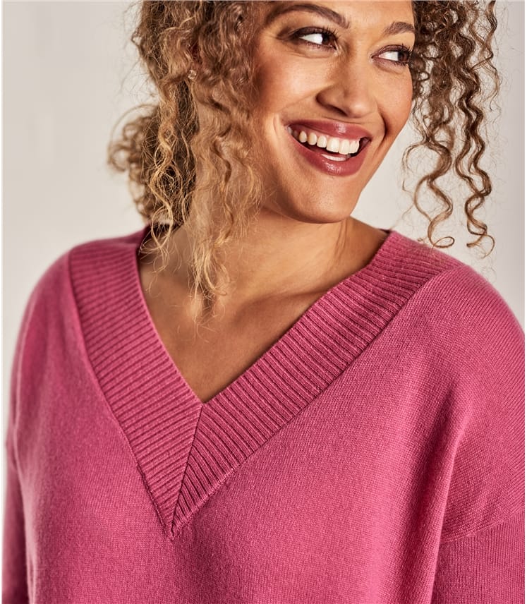 Cashmere Merino Deep V Neck Tunic