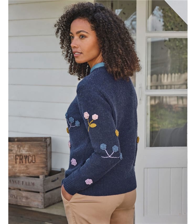 Embroidered Crochet Flower Jumper