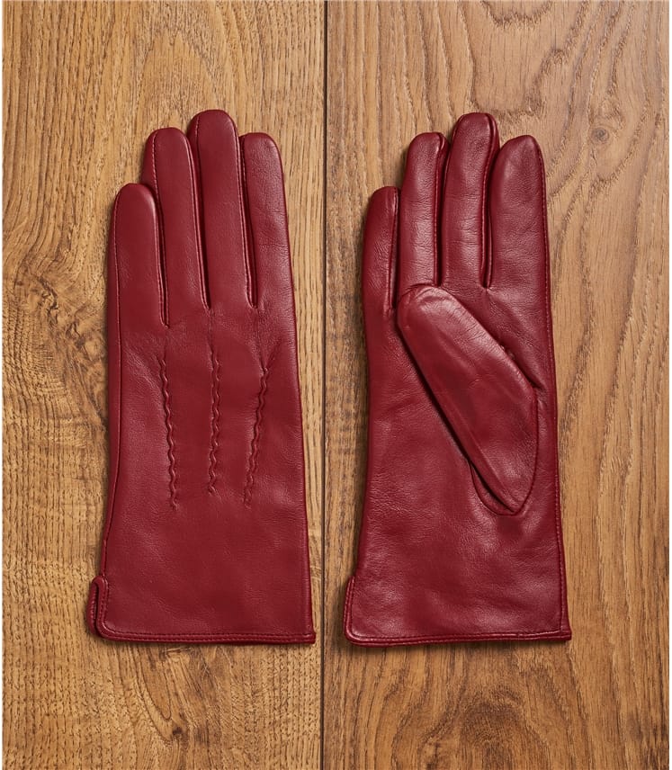 Red Womens Leather Glove WoolOvers UK
