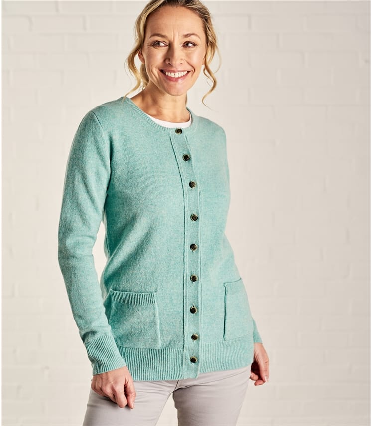 Dewberry | Lambswool Crew Neck Cardi | WoolOvers AU