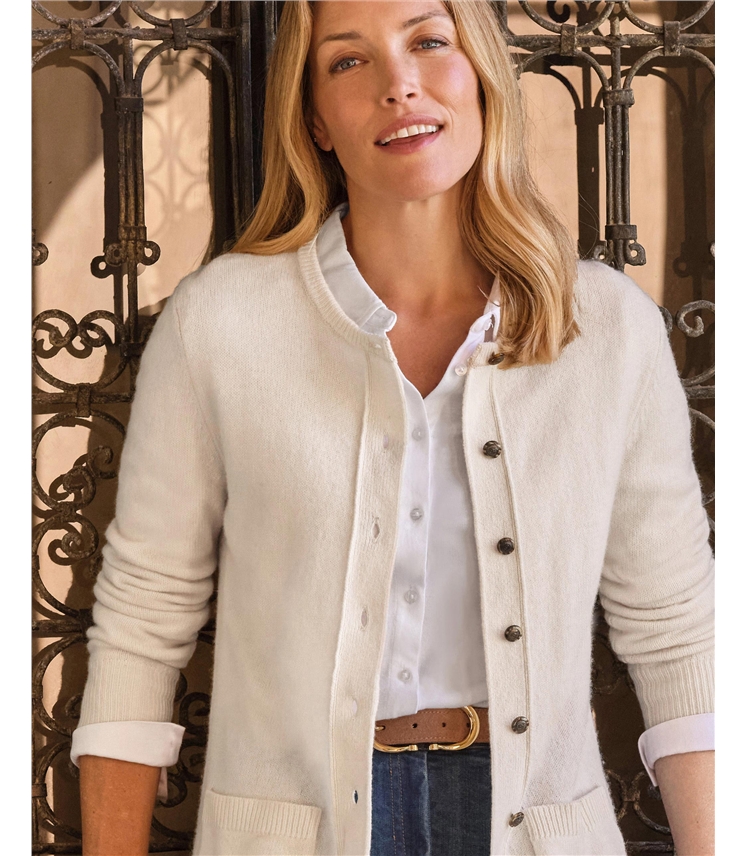 Cardigan à col rond - Femme - Laine d'agneau