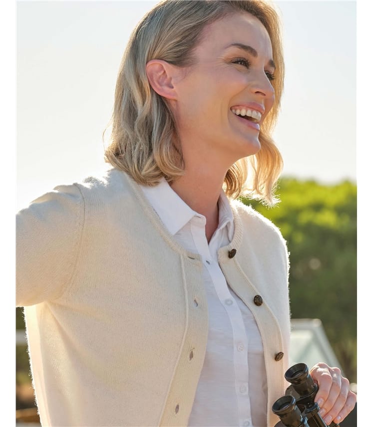 Lambswool Ladies Crew Neck Cardigan
